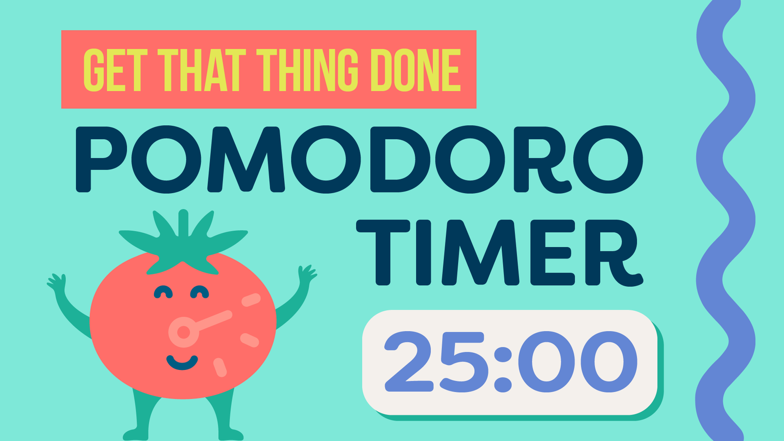 Pomodoro Timer Cover tomato with a clock face and 25 minutes